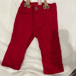 Cat & Jack Red Khakis w/ Suspenders